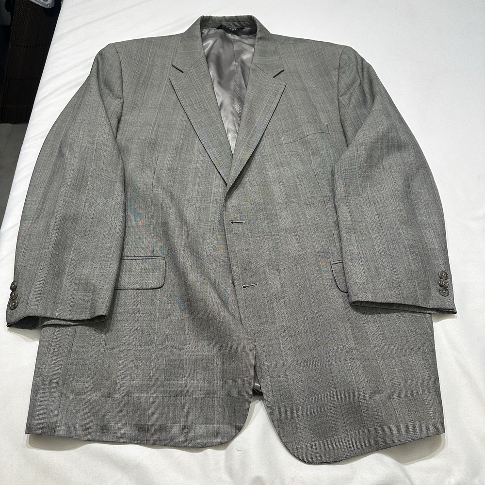 Jos. A. Bank Gray Check Wool Men's Blazer 48 Regular Single-Breasted Two-Button - Picture 2 of 15